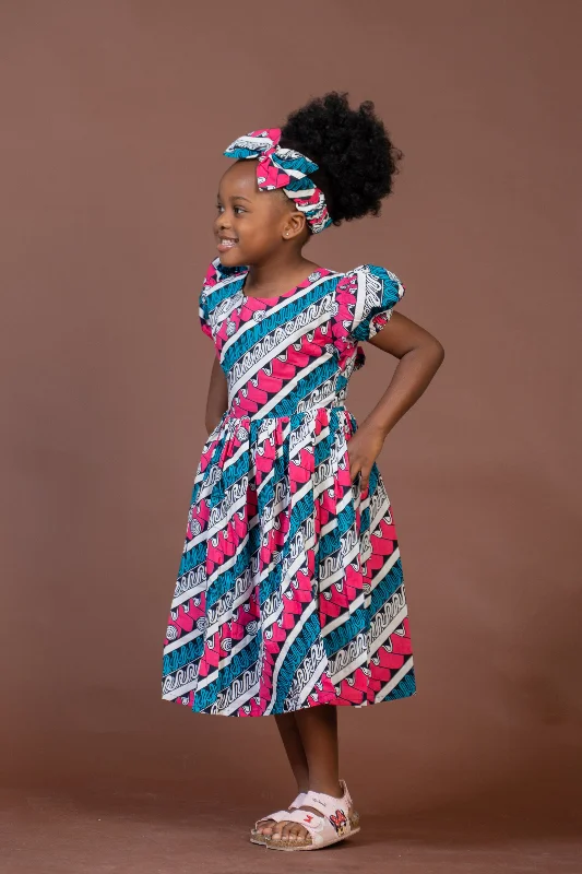 Teyana Ankara girls dress | Pink and Blue African Print