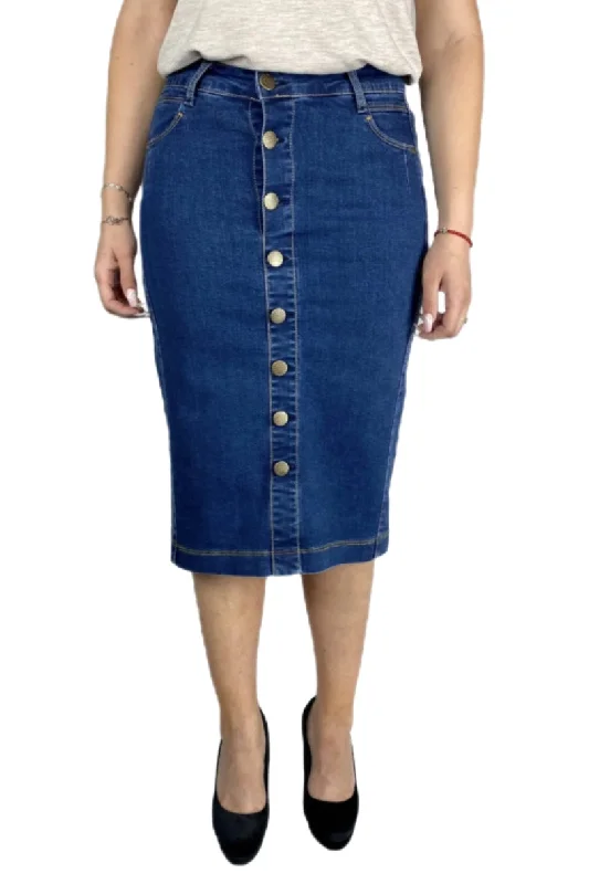 Plus Denim Button Skirt 214-53F